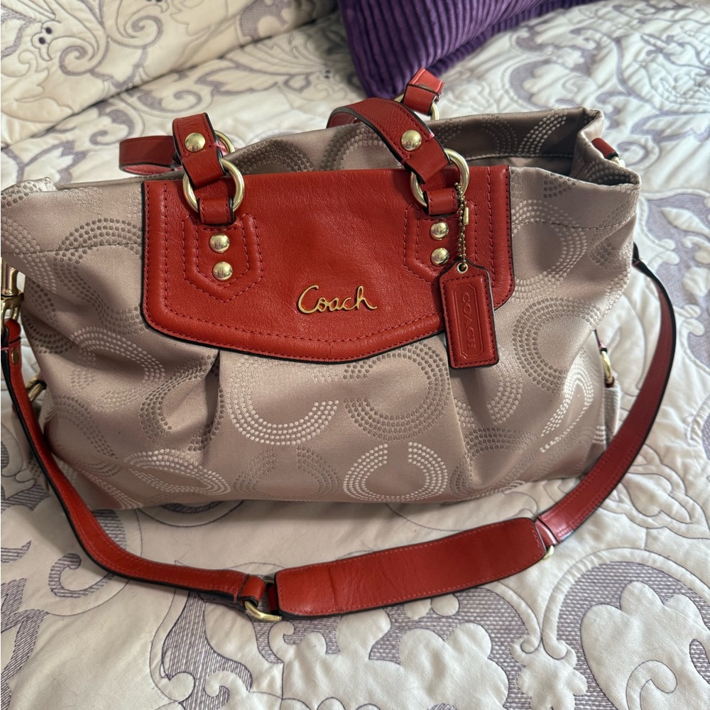 Coach Orange and Cream Women's Bag